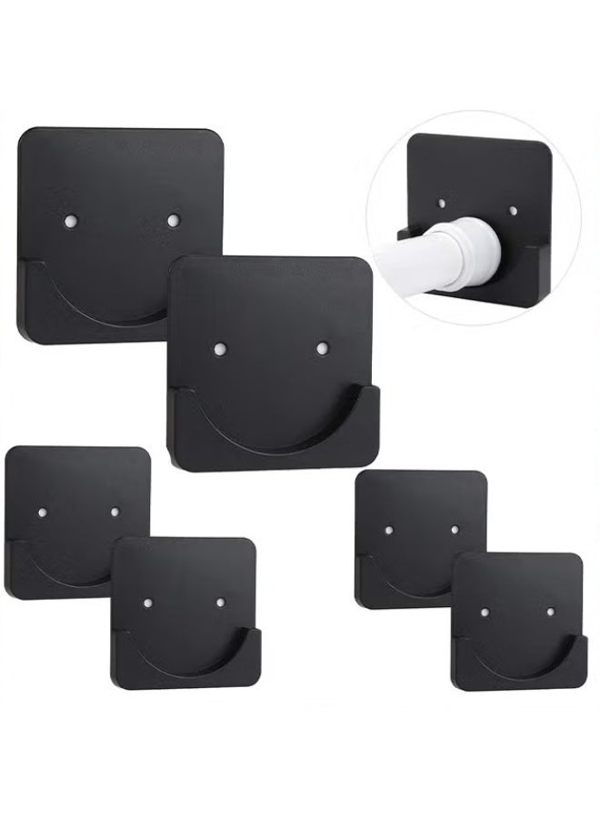 حامل عصا ستارة دش اللاصق,6 جهاز كمبيوتر شخصي مربع لاصق حامل عصا دش الجدار المثبتة للجدار,تثبيت حاملات عصا ستارة دش خالية من الحفر للفندق / المنزل / غرفة الغسيل / الحمام,أسود - Image 1